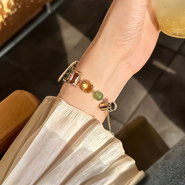 1pc Alloy Copper Gemstone Chain Style for apple Watch Band Strap, Women Fashionable Wristband, Without Battery, Compatible with 38mm 40mm 41mm 42mm 44mm 45mm 46mm 49mm for apple Watch Ultra S10/9/8/7/6/5/4/3/2/1 Smart Watch - Image 8