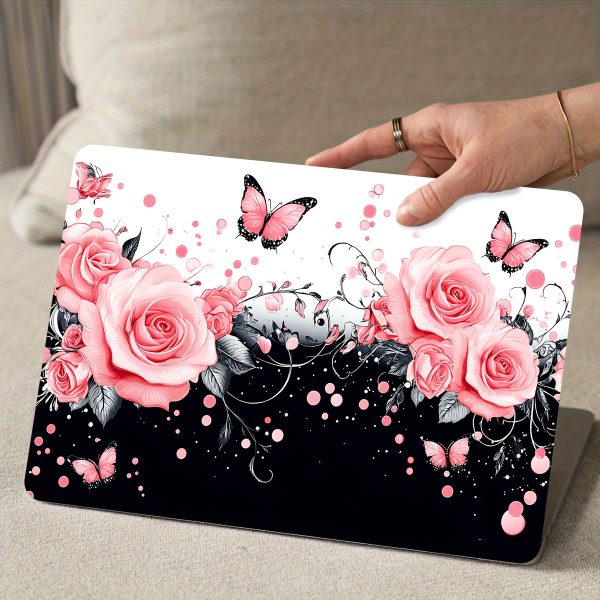 2pcs Elegant Pink Rose & Butterfly Vinyl Laptop Skins - Waterproof, Scratch-Resistant, Self-Adhesive Art Protection for Laptops & Cars, Perfect for Women'S Accessories, Laptop Skin | Artistic Laptop Skin | Durable Laptop Skin, Laptop Decor - Image 3
