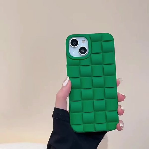 This Is a Vintage Minimalist TPU Phone Case for Iphone, Featuring a Green Woven Pattern. It Offers Full Protection Against Drops And Scratches, with a High-End Feel And a Unique, Understated Design. - Image 7