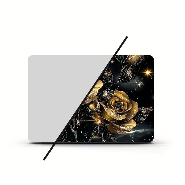 Set of 2 Golden Rose Scenic Pattern Stickers for Computers And Cars: Waterproof And Scratch-Resistant, Suitable for All Laptops. Ideal for Decorating Laptops, Cars, Helmets, Motorcycles, And Refrigerators. - Image 4