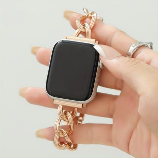 Adjustable Stainless Steel Chain Link Bracelet for Apple Watch Series 10/9/8/7/6/5/4/3/2/1 Ultra/SE - Includes SE and Ultra Models, Quick Release Buckle, Comfortable Fit, Denim Chain Design, Irregular for iwatch Bracelet Strap, for Apple Watch Accessories