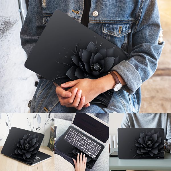 2-Pack Vinyl Laptop Skin, Black Lotus Sticker, Scratch-Resistant DIY Art Protective Cover, Compatible with HP, Dell, Lenovo, Apple, ASUS - Easy to Apply, Durable for Laptops, Cars, Helmets, Motorcycles, Fridge Decor, Cartoon Pattern, Semi-Matte Finish, Self-Adhesive Mount - Image 5