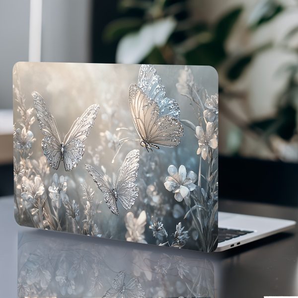 Vinyl Laptop Shell Butterfly Floral Stickers, 2pcs/Set, Scratch-Resistant DIY Art Protective Cover for HP, Dell, Lenovo, Apple, Asus Laptops - Easy to Apply and Durable Design Suitable for Laptops, Cars, Helmets, Motorcycles, Refrigerator Decorations - Image 3