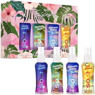 So…? Escapes Women's Fragrance Gift Set – Embrace Exotic Aromas with Our Captivating Collection of Body Mist For Women Ibiza Dream, Bali Breeze, Mykonos Nights & Seychelle Sands, 4 x 50ml : Amazon.ae: Beauty