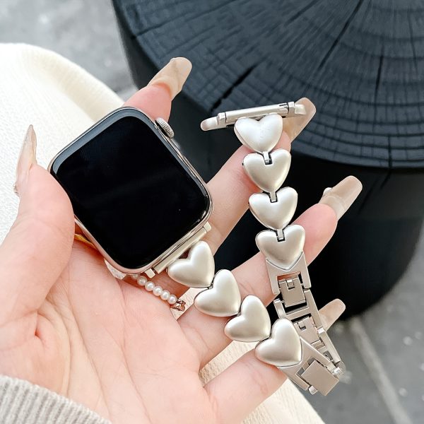 1pc Love Buckle Men's and Women's Watch Band, Compatible with Apple Watch38/40/41/42/44/45/46/49mm, Compatible with Apple Watch Series Ultra/SE/10/9/8/7/6/5/4/3/2/1 Business Sports Metal Strap Color Matching Very Fashionable Advanced Smart Wristband (Watch Not Included) - Image 8