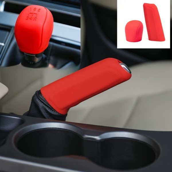 2pcs Silicone Car Gear Shift & Handbrake Covers - Ergonomic Grip, Non-Slip Protection, Multi-Color Options (Black/Red/Blue/Yellow) - Fit for Most Vehicles, Vehicle Interior Accessories, Vibrant Interior Upgrade, Easyinstall Covers - Image 6