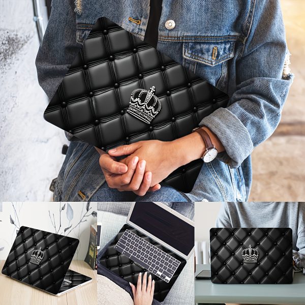 2pcs Elegant Crown Design Laptop Stickers - Waterproof, Scratch-Resistant Vinyl Skin for Notebooks & Tablets, Self-Adhesive, Semi-Matte Finish, Perfect for Personalization, Notebook Accessories | Crown Design | Durable Vinyl - Image 5