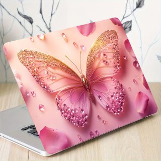 Pack of 2 Butterfly Laptop Art Decal Protective Cases, Universal Netbook Light Beige Stickers Non-Duplicate Use Field Notebook Computer Light Beige Sticker Decals Waterproof and Scratch Resistant - Waterproof, Anti-scratch, Suitable for Laptops, Cars