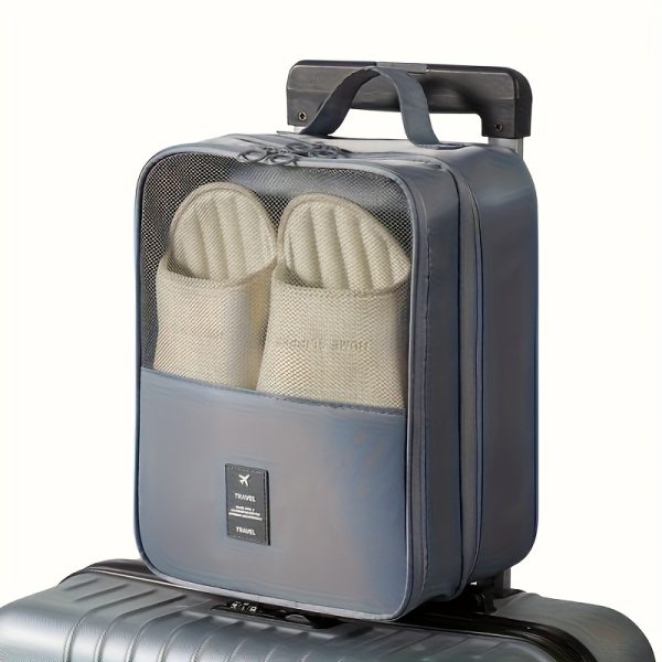 2-in-1 Travel Shoe Storage Bag - Large Capacity Hanging Organizer with Mesh Side Pockets, Space-Saving Design, Machine-Washable Polyester, Available in Multiple Colors, Shoe Storage Bo - Image 16