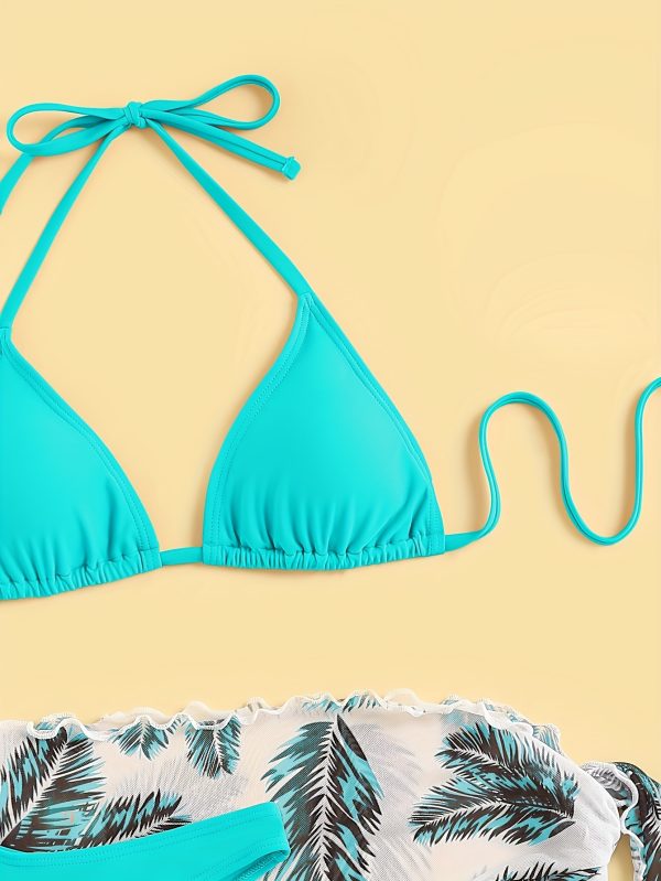 Women's Fashion Leaf Print Bikini Skirt Set - Image 3