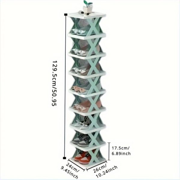 Space-Saving Foldable Shoe Rack, Compact Storage Box for Shoes - Suitable for RVs, Bathrooms, and Dormitories with Dual Row Design - Durable PVC Plastic - Image 7