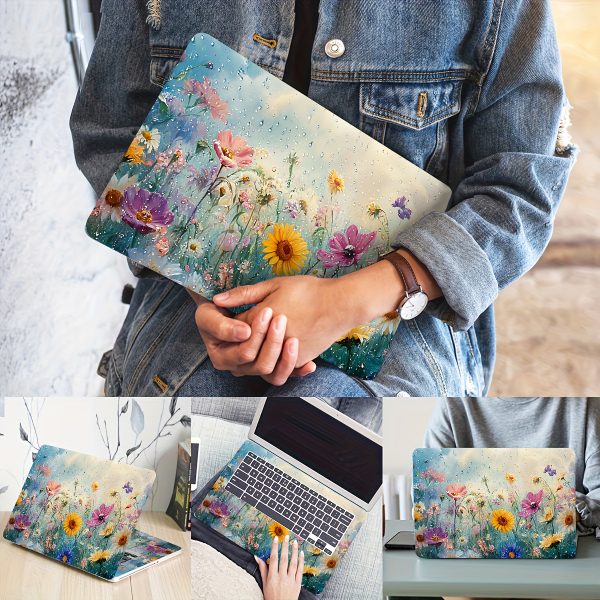 2pcs Floral Vinyl Laptop Skins, Vibrant Flower Design, Scratch-Resistant DIY Art Covers for Notebooks & Cars - Easy Apply, Durable Decoration, Notebook Accessories - Image 7
