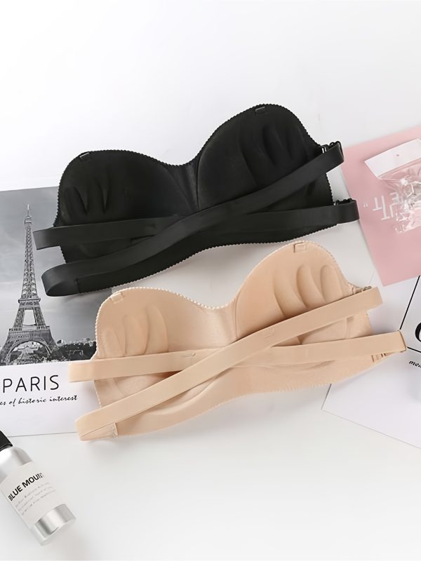 2pcs Women'S Seamless Push-Up Bras with Clear Straps - Slim Fit, Non-Slip, Wire-Free Design for Parties, Weddings & Casual Attire, Party Attire, Sleek Lingerie, Comfortable Fit - Image 2