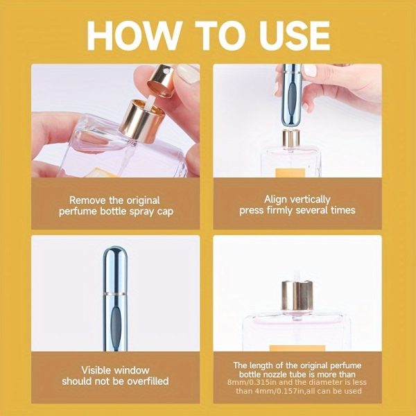 4-Pack Mini Perfume Atomizer Refillable Travel Spray Bottles, 0.16 oz Metal Round Hand Wash Only Fragrance Pump Containers for Travel and Outdoor Use - Image 13