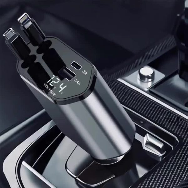 4-in-1 Fast Car Charger, with Retractable 66W Max66W, Adjustable 180° Plug, Includes 79.25cm Extendable Cable, USB & Type-C Ports, PD & QC3.0, Compatible with iPhone 16/15/14/13/12/11 & Android Devices, Ideal for Car Cup Holder, Quick Charge Car Charger by SAN.COMO - Image 12