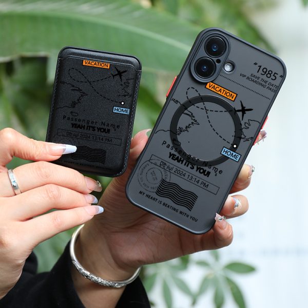 2pcs 1 set&Fashionable luxury all inclusive shockproof Aeronautical chart Pattern for iPhone 16 15 14 13 12 11 Pro Max 7 8 Pus Magnetic attraction Phone case&High quality Faux Leather magnetic card clip KJ1 Compatible with 1-2 credit cards or bank cards - Image 2