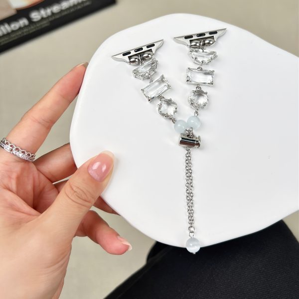1pc Alloy Copper Gemstone Chain Style for apple Watch Band Strap, Women Fashionable Wristband, Without Battery, Compatible with 38mm 40mm 41mm 42mm 44mm 45mm 46mm 49mm for apple Watch Ultra S10/9/8/7/6/5/4/3/2/1 Smart Watch - Image 13