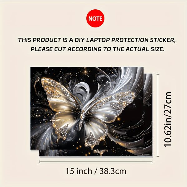2pcs Butterfly Laptop Art Decal Protective Case, Universal Netbook Light Beige Sticker Non-Duplicate Use Field Notebook Computer Light Beige Sticker Decals Waterproof and Scratch Resistant - Waterproof, Anti-scratch, Suitable for Laptops, Cars, Helmets, Motorcycles, Refrigerator Decorations - Image 2