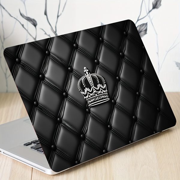 2pcs Elegant Crown Design Laptop Stickers - Waterproof, Scratch-Resistant Vinyl Skin for Notebooks & Tablets, Self-Adhesive, Semi-Matte Finish, Perfect for Personalization, Notebook Accessories | Crown Design | Durable Vinyl - Image 3
