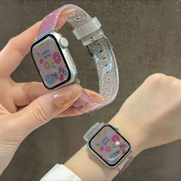 1pc Elegant Purple Silicone Watch Strap with Transparent Pin Buckle for Apple Watch Ultra/Ultra 2/49mm, Series 10/9/8/7/6/5/4/3/SE - Sport Smartwatch Band for Teens, Compatible with 38mm-46mm Models - Image 8