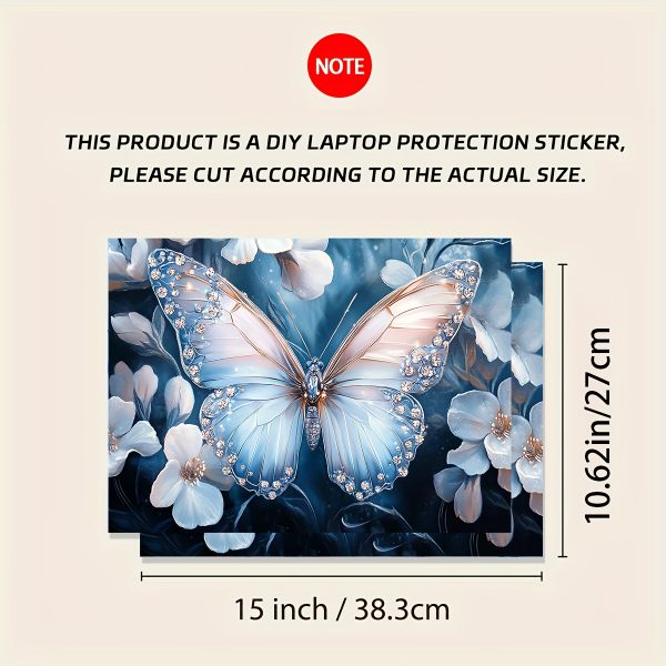 Vinyl Laptop Case Butterfly Flower Stickers, 2pcs/set, Scratch-Proof DIY Art Protective Case, Suitable for Laptops - Easy to Paste and Durable Design Suitable for Laptops, Cars, Helmets, Motorcycles, Refrigerator Decoration - Image 2