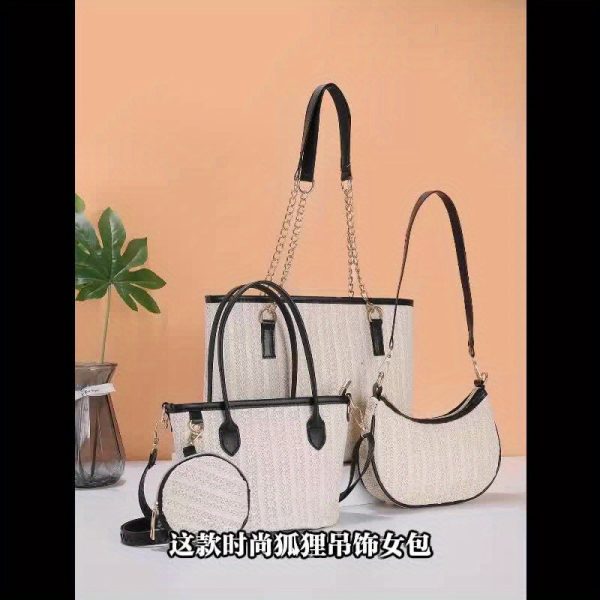 New Fashion Tote Bag for Women, Mother and Daughter Multi-Piece Set, Simple Popular Ladies' Shoulder Bag, Versatile Handbag, Woven Straw Lady's Tote - Image 13