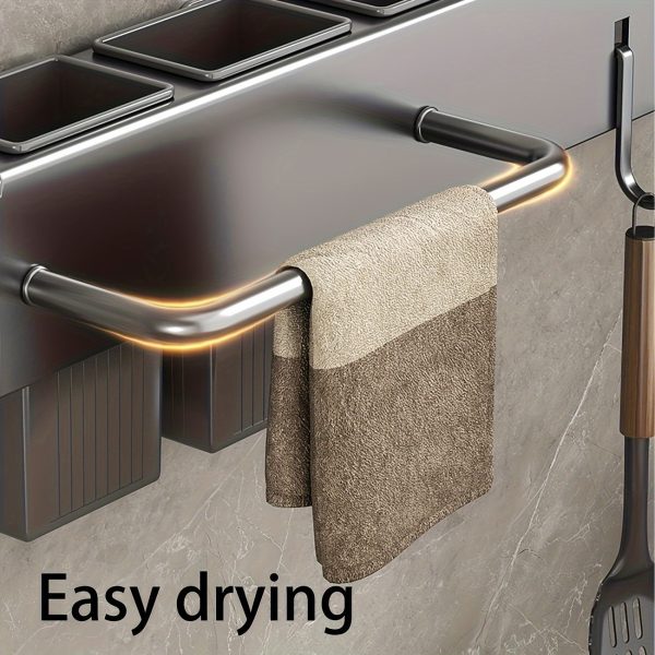 1pc No-Drill Stainless Steel Wall-Mounted Knife & Utensil Organizer - Rust-Resistant Non-Magnetic Space-Saving Kitchen Storage with Chopstick Holder, Knife Slots & Hooks for Knives, Spatulas, Whisks, Kitchen Organizers And Storage, Sleek Design, Durable Construction, Home Chefs, Minimalist Design, Sturdy Construction, Professional Cooks - Image 10