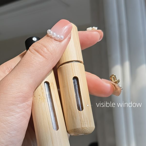 1/2pcs Bamboo Shell Perfume Atomizer, Refillable Spray Bottle, 5ml & 8ml Portable Mini Empty Bottles, Luxury Pocket-Sized Fragrance Dispenser With Visible Window, Bottom-Fill Design For Travel & Outdoors - Image 9