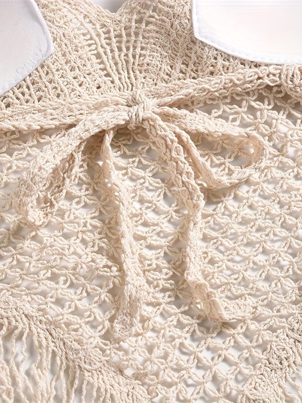 Fringe Hanky Plain Crochet Boho Beach Top, Halter Hollow Out Paddings Top, Women'S Swimwear & Clothing for Carnival & Music Festival - Image 7