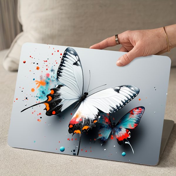 2pcs Butterfly Ink Splashing Laptop Art Decal Protective Case, Universal Netbook Light Beige Sticker Non-Duplicate Use Field Notebook Computer Light Beige Sticker Decal Waterproof and Scratch Resistant - Waterproof, Anti-scratch, Suitable for Laptops, Cars, Helmets, Motorcycles, Refrigerator Decorations - Image 8