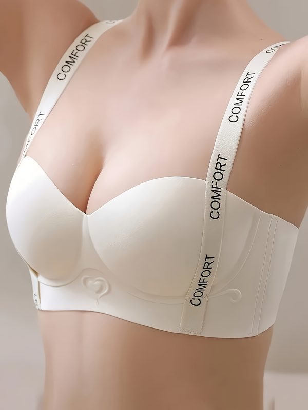 4pcs Women's Elegant Push-Up Bras - Wireless, Comfort Fit with Ruffle Detail, Non-Removable Pads, Nylon/Spandex Blend, Beige & Black, Perfect for Casual Attire - Image 4