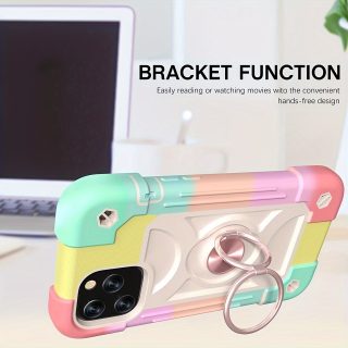 Shockproof Rugged Case for Iphone 16 Pro Max 15 14 13 12 11 XR with 360° Swivel Ring Stand, Drop Resistant Full Body Rugged Case 3-In-1 Protective Durable Cas