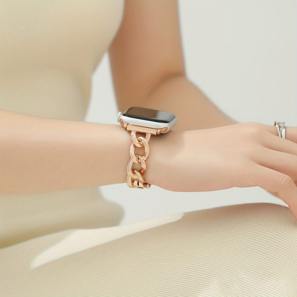 Adjustable Stainless Steel Chain Link Bracelet for Apple Watch Series 10/9/8/7/6/5/4/3/2/1 Ultra/SE - Includes SE and Ultra Models, Quick Release Buckle, Comfortable Fit, Denim Chain Design, Irregular for iwatch Bracelet Strap, for Apple Watch Accessories - Image 4