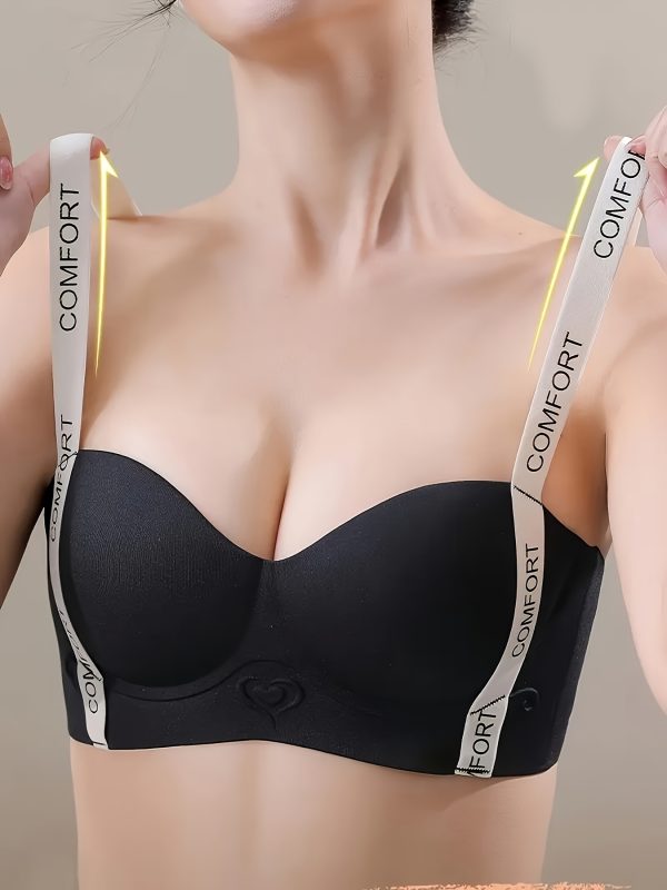 4pcs Women's Elegant Push-Up Bras - Wireless, Comfort Fit with Ruffle Detail, Non-Removable Pads, Nylon/Spandex Blend, Beige & Black, Perfect for Casual Attire - Image 3