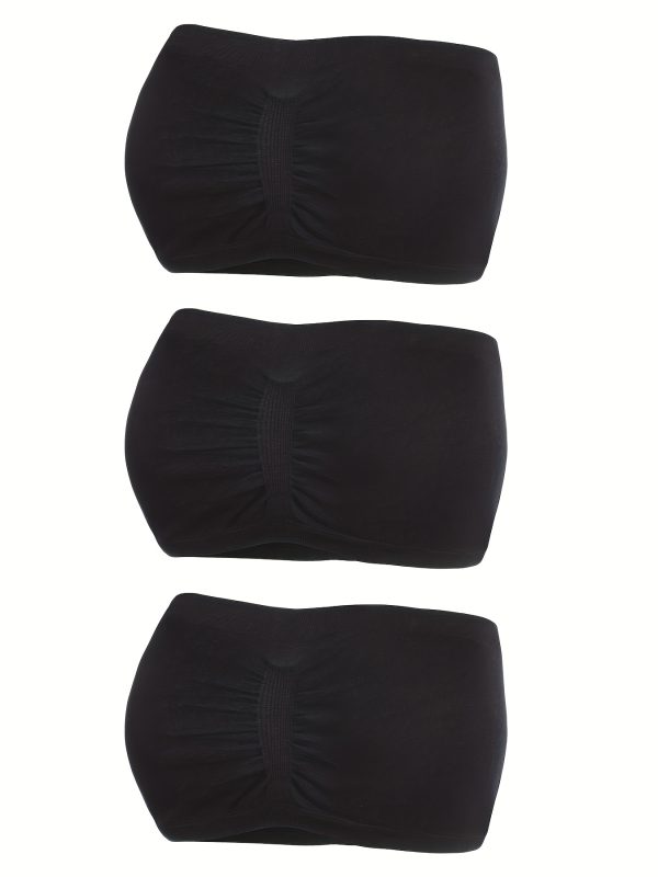3pcs Strapless Bandeau Bras, Comfy & Soft Solid Stretch Bra, Women's Lingerie & Underwear - Image 7