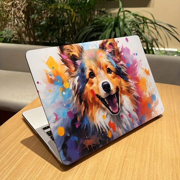 2pcs Oil Painting Puppy Laptop Stickers - Vinyl Self-Adhesive Removable Decals for 33.02-38.1 cm Laptops, No Residue Cute Dog Design for Plastic/Metal Surfaces, Disposable Pet Lover Accessories, Laptop Decoration | Playful Dog Motif | Noresidue Adhesive, Laptop Accessories - Image 5