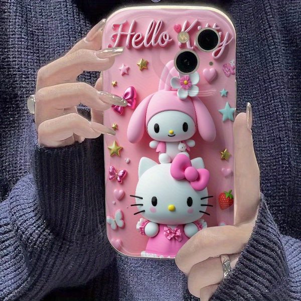 Sanrio cute cartoon Hello Kitty creative trend soft protective mobile phone case for iPhone 16 15 14 13 12 11 Pro Max 16 15 14 Plus 16e 13 12 mini X XR XS Max 6 6s 7 8 Plus SE - Image 2