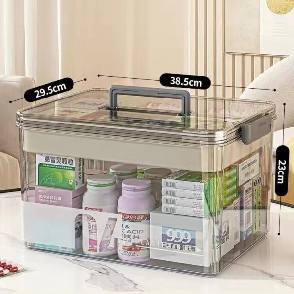 Portable Pill Box, Plastic Medical Storage Box, 2-Shelf Clear Home and Travel Medication Organizer with Compartments and Handles, First Aid Kit Organizer  Amazon.ae: Health - Image 3