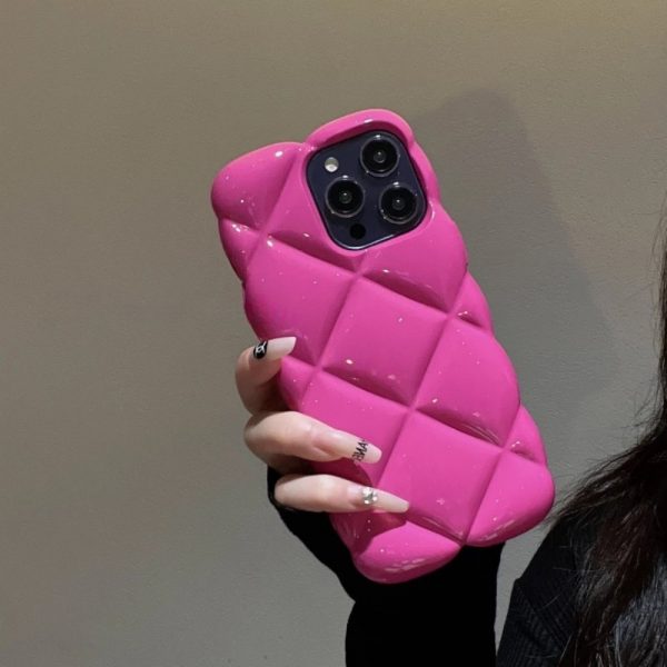 Communication 5A06: A Creative And Trendy Pink Diamond-Patterned Silicone Case Designed for The Iphone 16 Pro Max, Offering Full Protection And Anti-Drop Features, Suitable for Models 15 Pro, 14 Max, 13, And - Image 5
