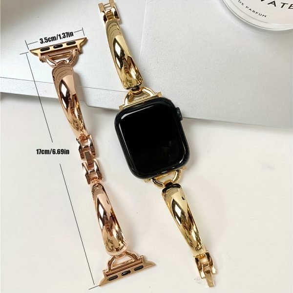 Metel for apple Watch Band - Stylish & Durable, Fits Series 10/9/8/7, for Iwatch Ultra 2/1 & SE 6/5/4, Water-Resistant, 38mm to 49mm Sizes, Pink with Golden Accents, for Iwatch Accessory | Elegant Timepiece | Durable Strap, for Iwatch Accessories - Image 2