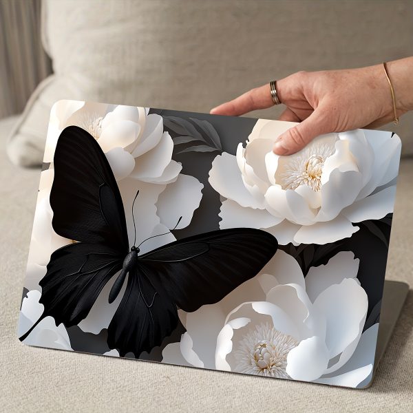 2pcs Butterfly Floral Laptop Art Decal Stickers, Universal Reusable Waterproof and Scratch-Resistant Light Beige Sticker for Laptops, Cars, Helmets, Motorcycles, Refrigerators - Decorative Decals - Image 8