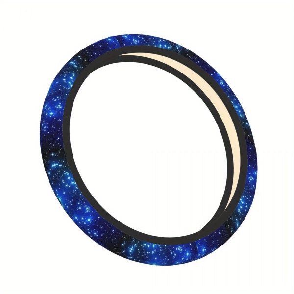 Breathable Anti-Slip Elastic Steering Wheel Cover - Blue Starry Night Design, No Inner Circle, Fit for Cars, Comfortable Grip & All-Season Use, Cute Steering Wheel Cover, Car Accessory, Stylish Car Decor - Image 4