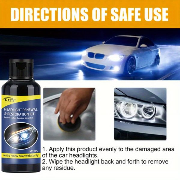 Automotive Quick-Flash Headlight Restoration Liquid, Polishing & Waxing Kits, Universal ABS Item Form, Durable Clear Finish, Scratch Removal, No Grinding Required, Restores Clarity, Headlight Restoration | Quickheadlight Revival | Clear Finish, Car Light Restoratio - Image 9