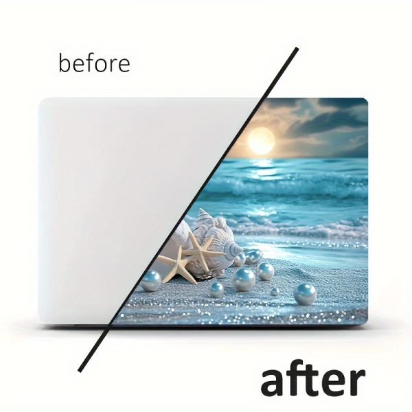 2pcs/set Beach Vinyl Laptop Case with Stickers, Scratch-Proof DIY Art Protective Case, Suitable for Laptops - Easy to Paste and Durable Design, No Glue Neede - Image 4