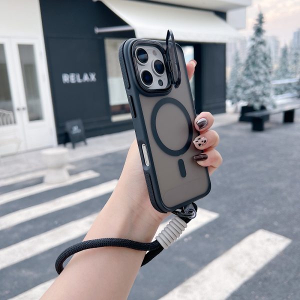 Luxury Matte Textured Lens Metal Bracket Magnetic Wireless Charging Phone Case and Lanyard, Suitable for iPhone 16promax 16 15 14 13 12 11 Pro Max Plus with Camera Lens Protective Film - Image 12