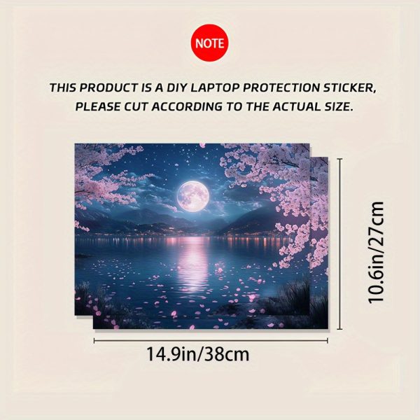3pcs, 1pc As a Spare, No Need to Worry about Damaging The Stickers, Creatively Designed Cherry Blossom And Moonlight Laptop Stickers - Easy to Install - Waterproof And Scratch-Resistant - PVC - Image 6