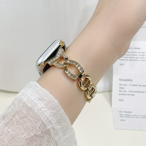 Stainless Steel Glittering Metal Strap for Apple Watch Band Ultra 49mm, 45mm, 41mm, 40/44mm, Women'S Band, Compatible with for iwatch Series 10/9/8/7/6/5/4/3/2/1 SE, Fashionable Accessory | Sparkling Accessory | Durable Strap - Image 3