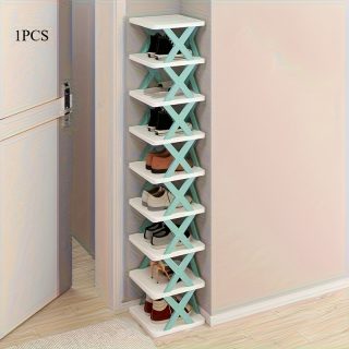 Space-Saving Foldable Shoe Rack, Compact Storage Box for Shoes - Suitable for RVs, Bathrooms, and Dormitories with Dual Row Design - Durable PVC Plastic