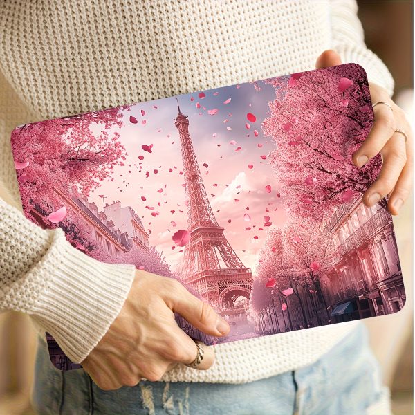 2pcs Pink Paris Pattern Laptop Art Decal Protective Case, Universal Netbook Light Beige Stickers Non-Reusable Laptop Skins Waterproof and Scratch Resistant - Water-resistant, Anti-scratch, Suitable for Laptops, Cars