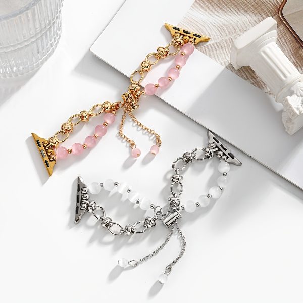1pc Of Ladies' Pull-out Cat's Eye Stone Beaded Strap Suitable For 38/40/41/42/44/45/49mm, Suitable For Apple Strap UItra/SE/8/7/6/5/4/3/2/1 (strap Only, Watch Not Included) - Image 8